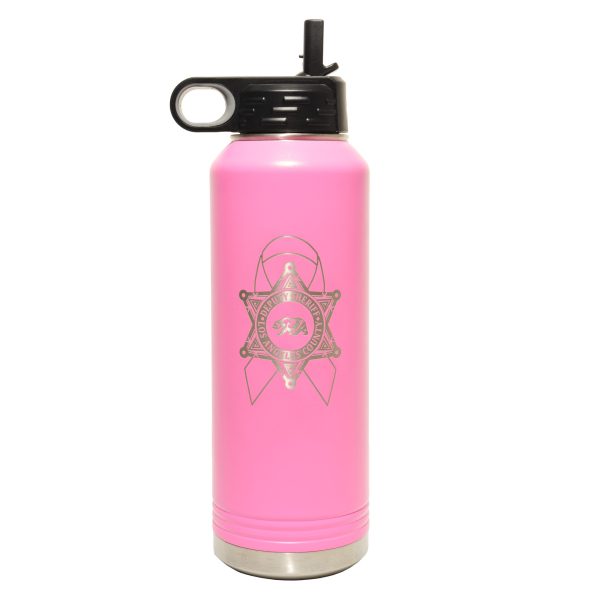 Deputy Sheriff Badge/Ribbon Pink Water Bottle-40 oz.