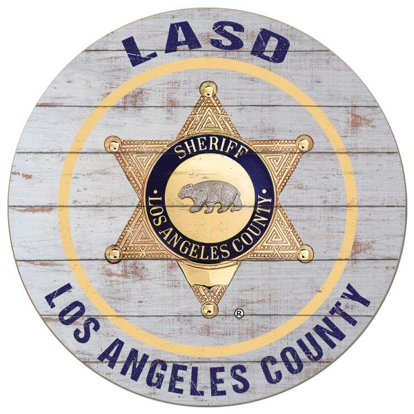 20" x 20" Badge/Los Angeles County Circle Wood Sign - Image 2