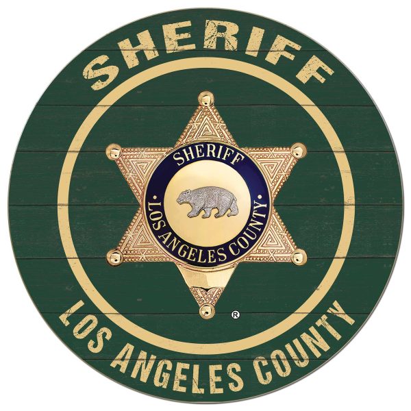 20" x 20" Badge/Los Angeles County Circle Wood Sign