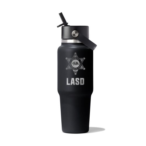 Badge/LASD Wie Mouth Flex Straw Travel Hydro Flask Bottle-32 oz.